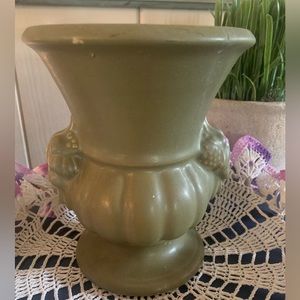 Vintage Floraline Pottery Urn Vase Planter Green USA 885
